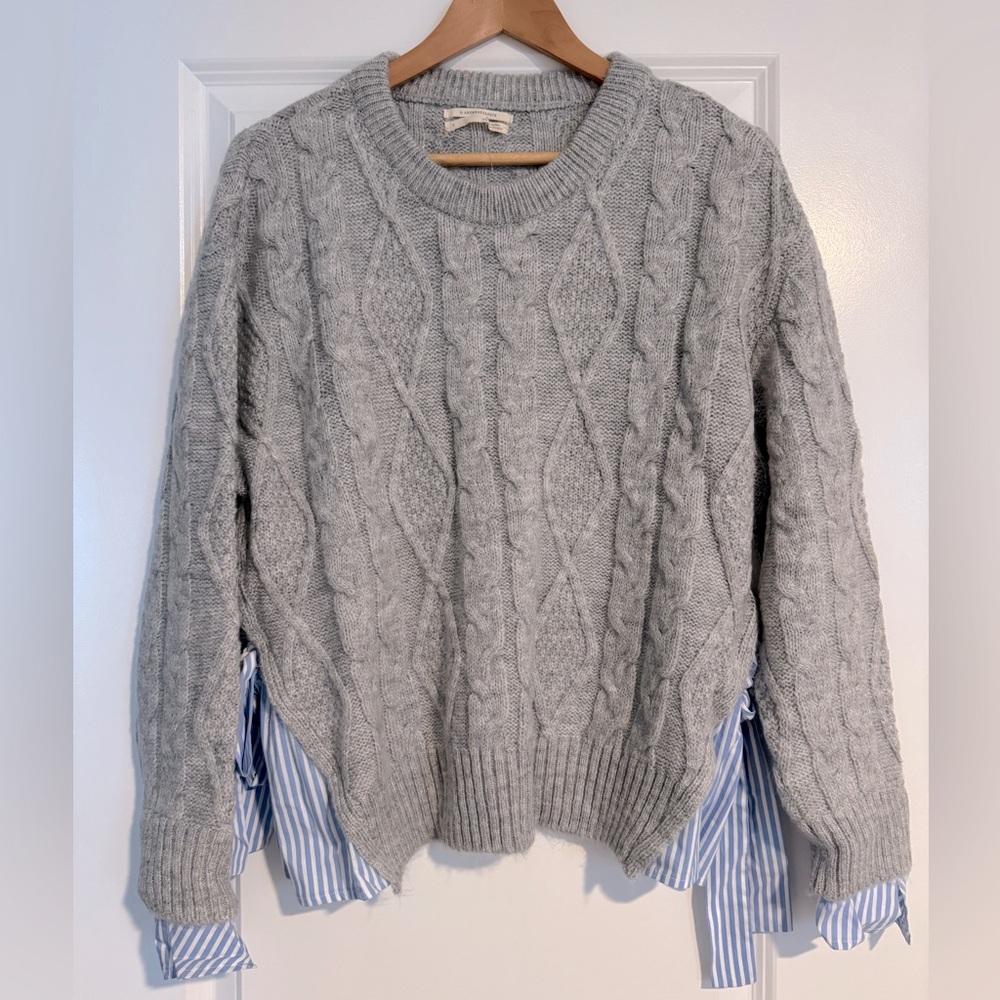 Anthropologie Cable Knit Sweater with Layered Detailing- Excellent Condition